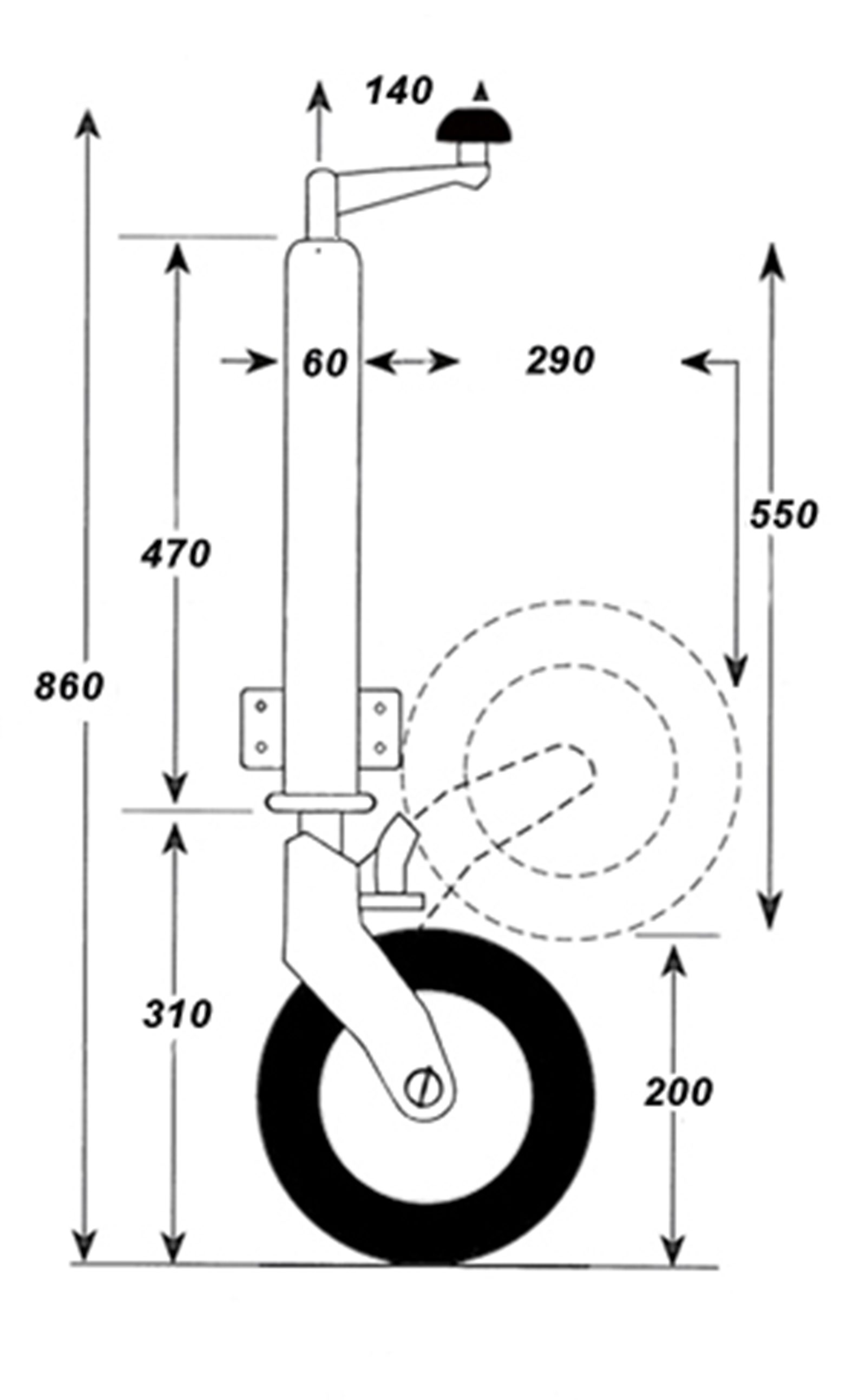 Anhänger Stützrad Automatik 60 mm Stützrad