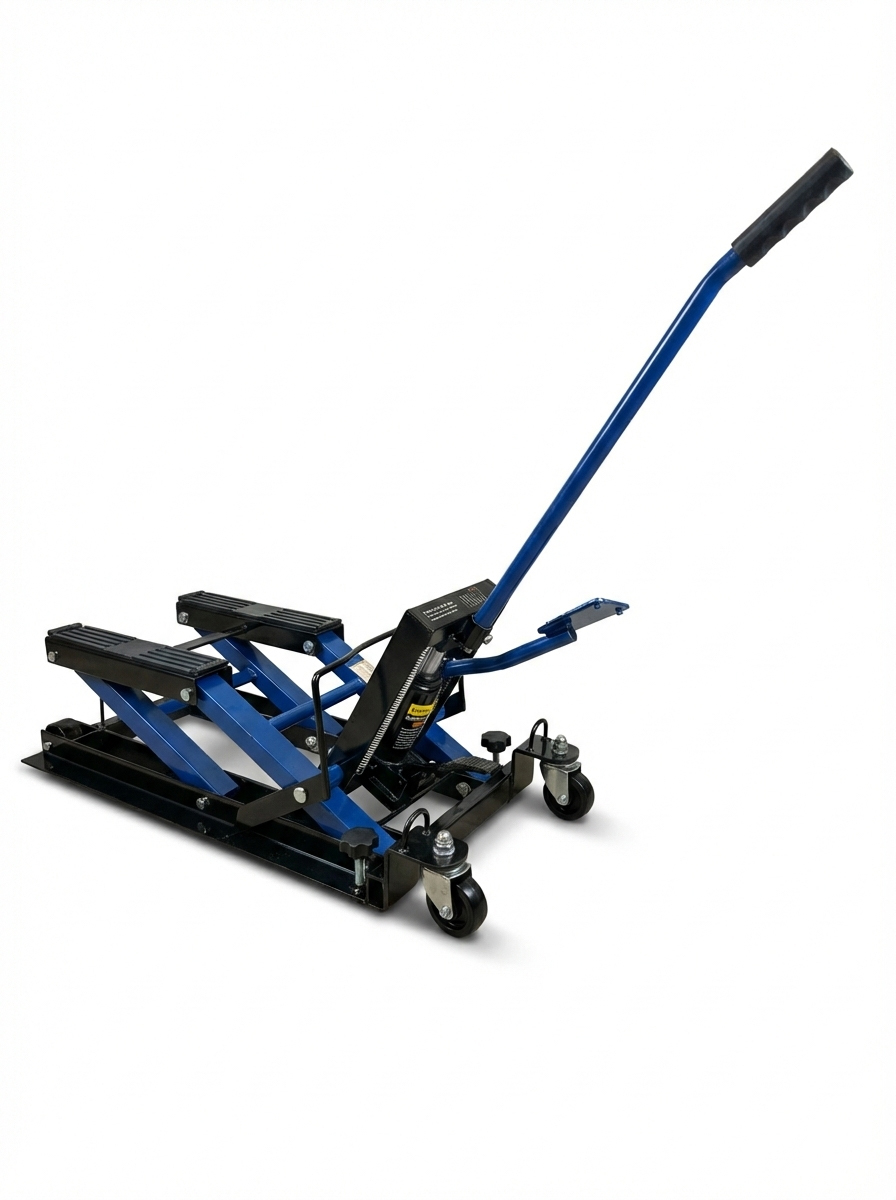 Hydraulischer Motorradheber 680 kg belastbar – Höhenverstellbarer Motorradlift (120–385 mm), Hebebühne/Montagebock für Motorrad, (ATV & Quad)