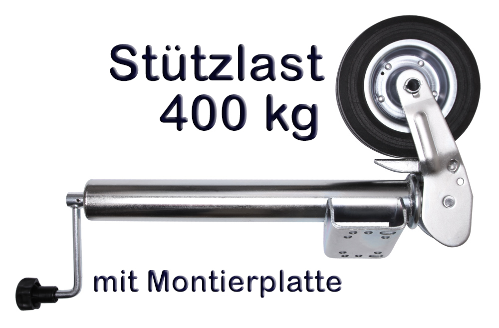 Anhänger Stützrad Automatik 60 mm klappbar mit Stahlfelge Stützlast 400 kg neu