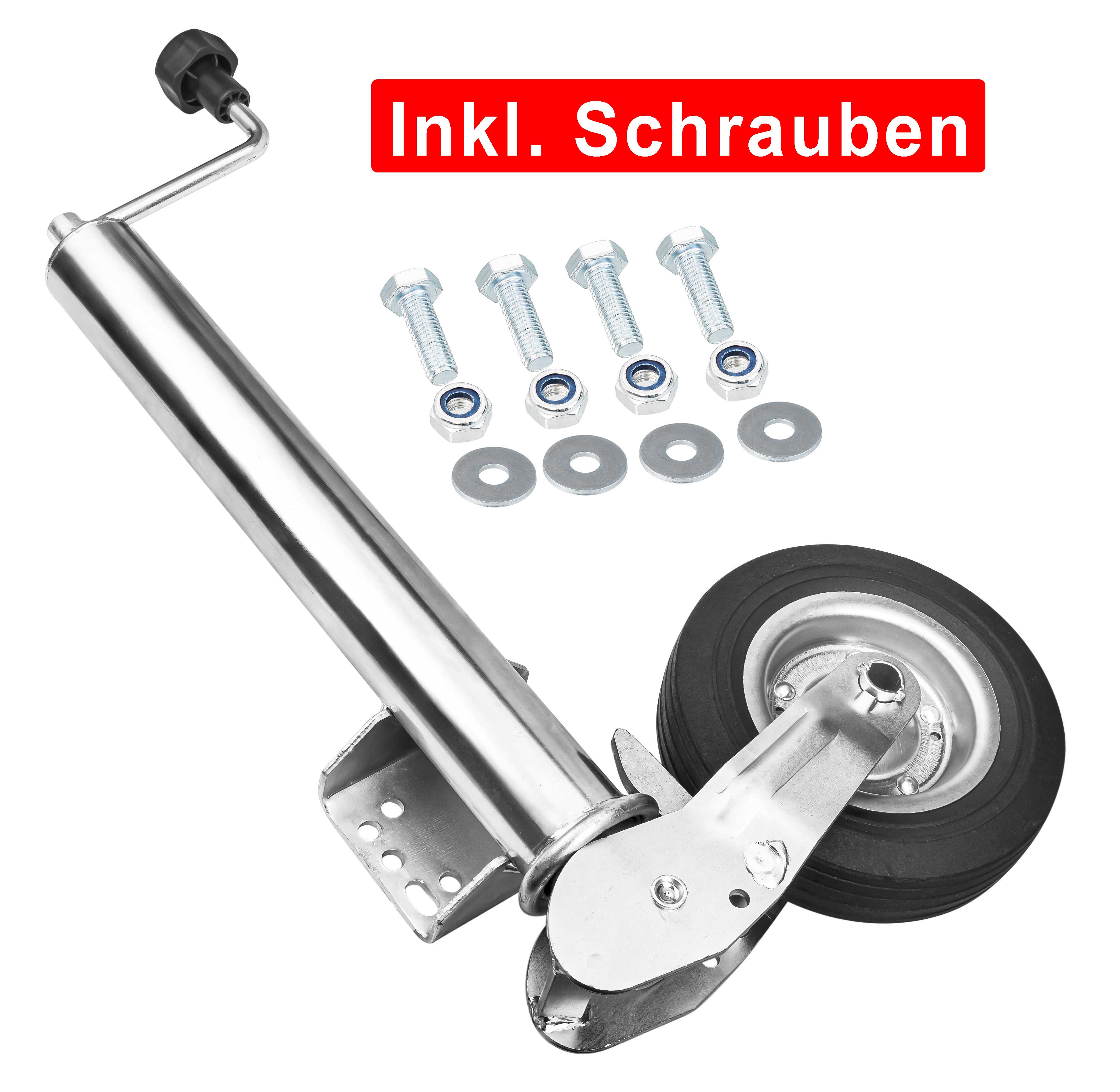 Anhänger Stützrad Automatik 60 mm klappbar Stützlast 400 kg mit Montiersatz