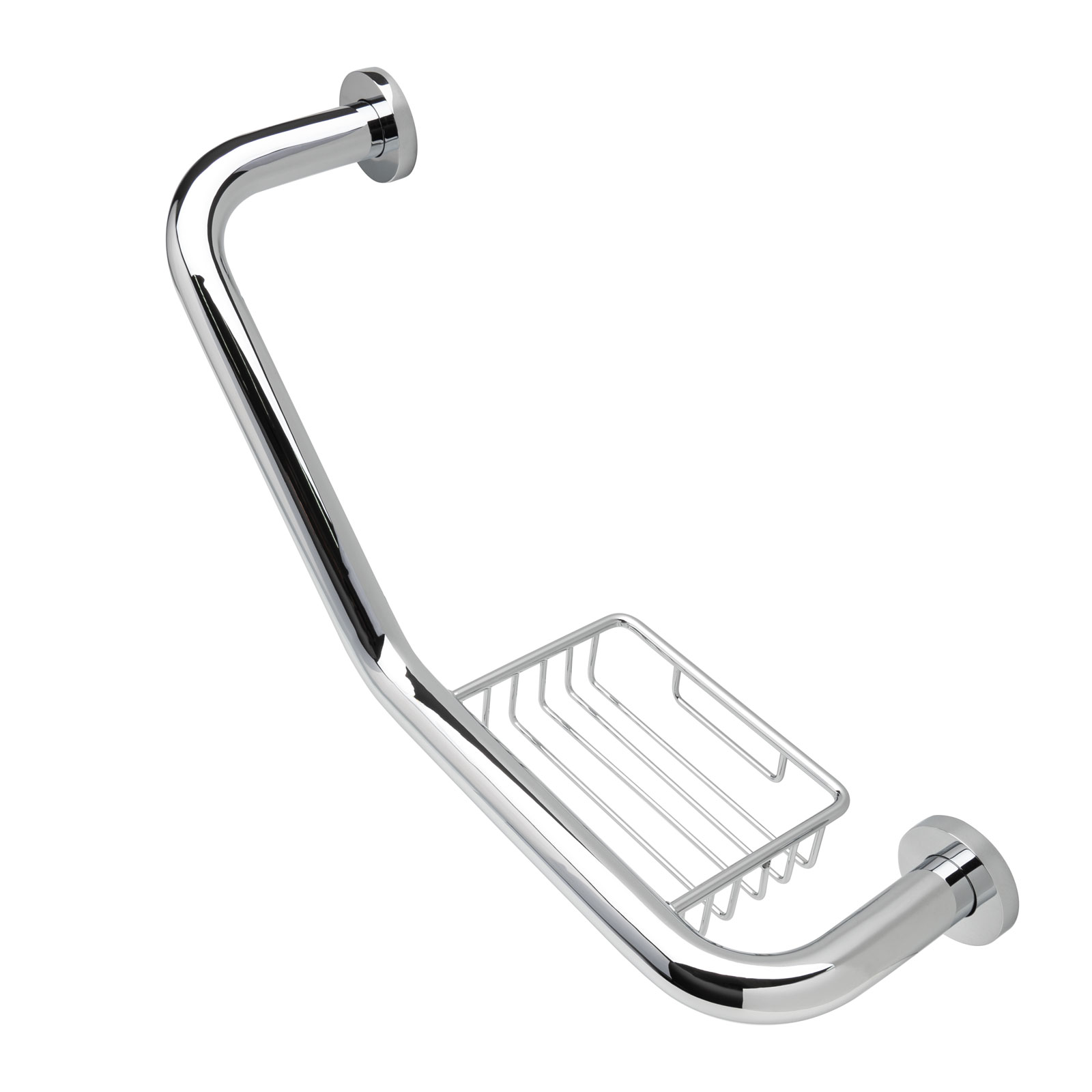 Badewannengriff 40 cm mit Seifenkorb inkl. Schraubensatz Haltegriff Chrom