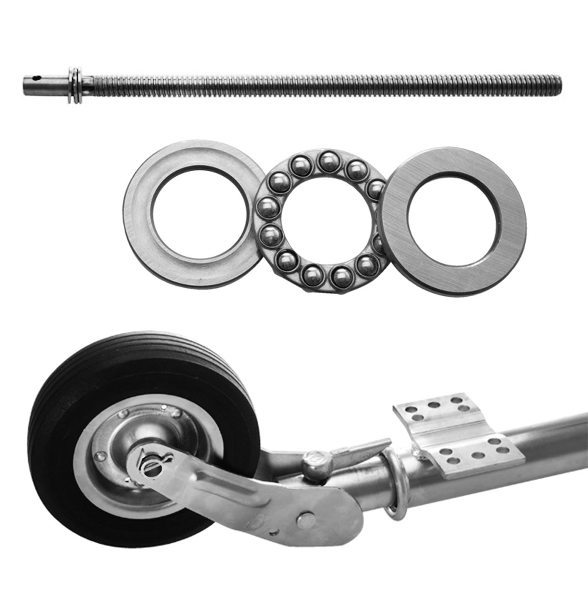 Anhänger Stützrad Automatik 60 mm Stützrad + Schraubenset