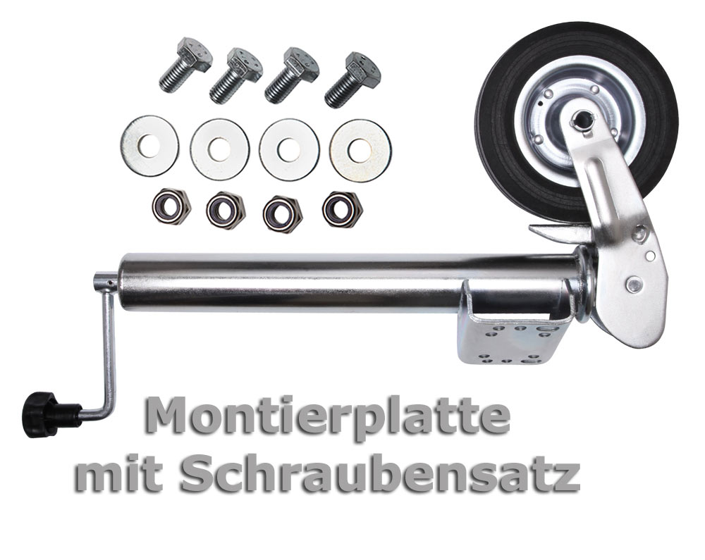 Anhänger Stützrad Automatik 60 mm klappbar Stützlast 400 kg mit Montiersatz