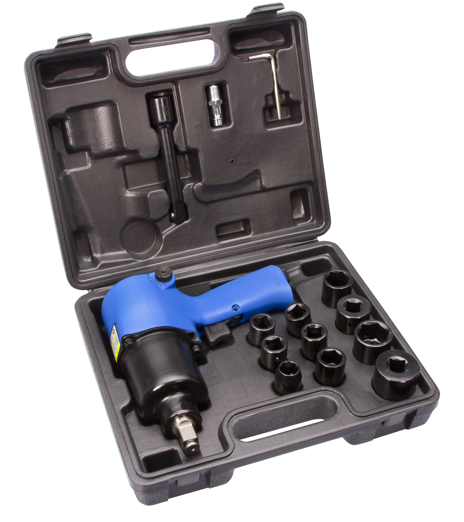 Schlagschrauber 1/ 2" 550Nm für Druckluft mit 10 Nüssen+Linksausdreher