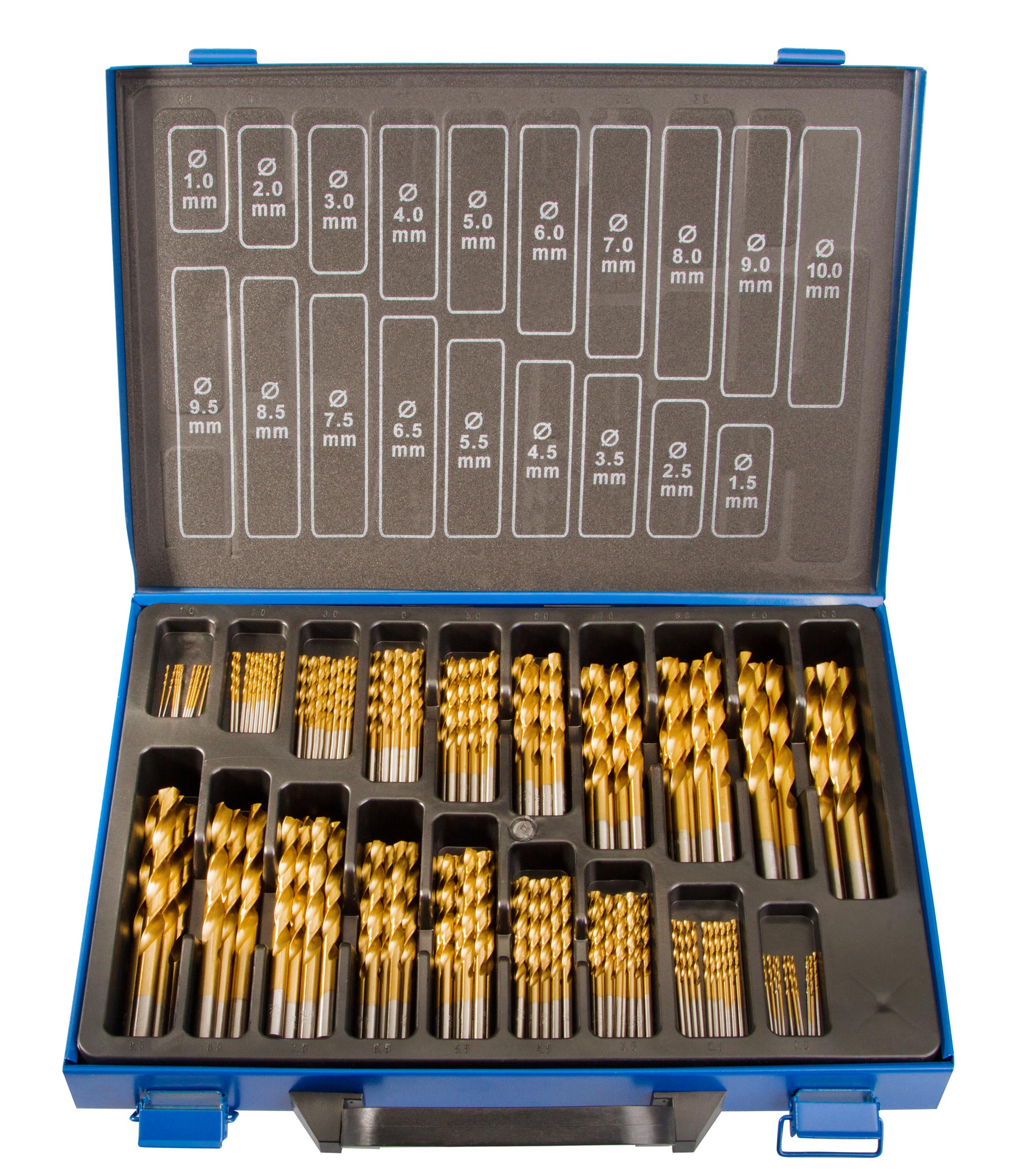 HSS Metall Bohrerset 1 - 10 mm Spiralbohrer 170 tlg. Titan Holzbohrer